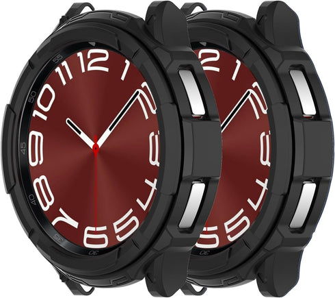 Protective Bumper Cover Case for Samsung Galaxy Watch 6 Classic 43MM 47MM Smartwatch Accessories (47MM, Black&Black)