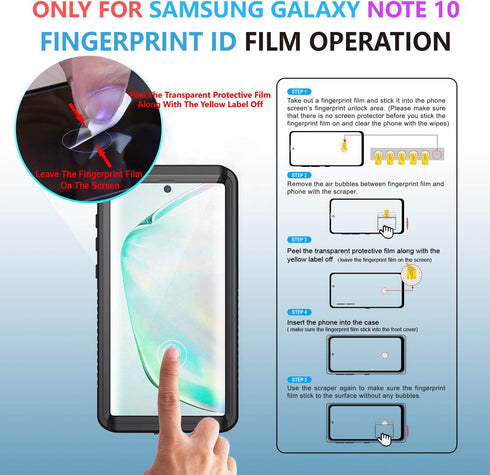 Lanhiem Galaxy Note 10 Case, Built-in Screen Protector, IP68 Waterproof, Shockproof Protective Cover