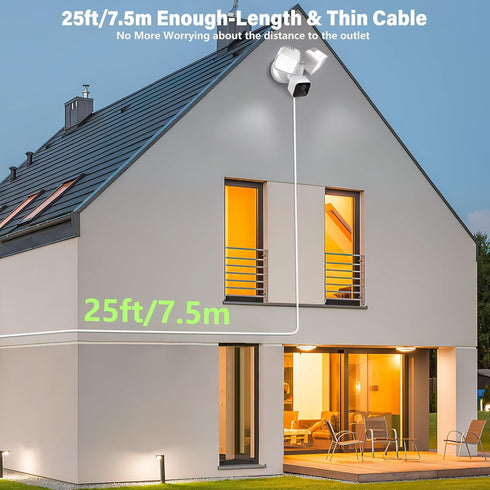 CaGuan 25ft -(2in1 Set) Power Cable and Plug-in Mount for Floodlight Cams Compatible with Floodlight Cam Wired