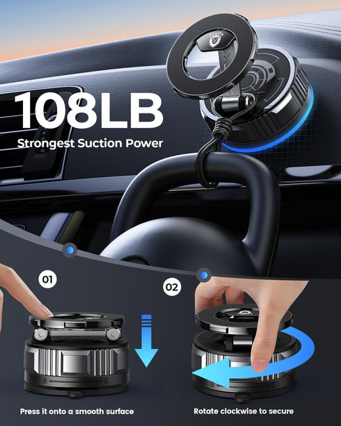 JunDa Holder,360 Suction Cup Magnetic Phone Adjustable Foldable Retractable Suction Cup Car Mount,Compatible