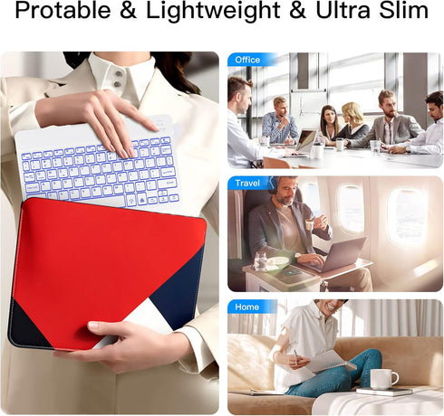 XIWMIX Ultra-Slim Wireless Bluetooth Keyboard, 7 Colors Backlit Universal Rechargeable, Compatible with iPad Pro/Air,