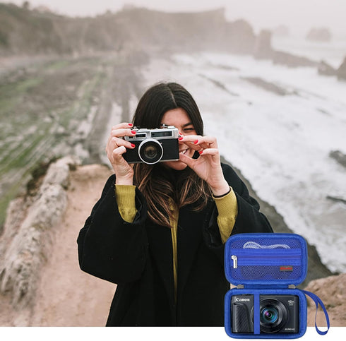 Carrying Case for Canon PowerShot SX740/SX730/SX720/SX620, Travel Storage Cover Bag with Mesh Pocket - Blue