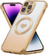 RALEAVO Magnetic Gradient Glitter Case for iPhone 14 Pro Max - Bling Clear Love Heart, Shockproof, MagSafe Compatible -