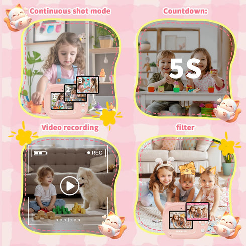 Rongta 1080P 3-12, 3 4 5 6 7 8 9 10 Kids Camera Instant Print, Kids Instant Cameras that Print Photos, Christmas