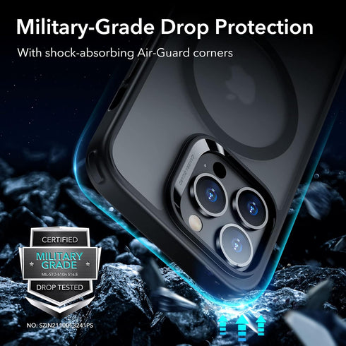 ESR Shockproof Case for iPhone 13 Pro Max, Compatible with MagSafe, Frosted Black, Military-Grade Protection