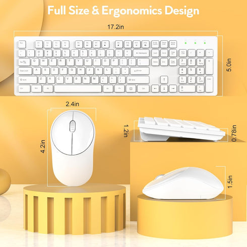 Wireless Keyboard and Mouse, Trueque Silent 2.4GHz Cordless Full Size USB Mouse Combo for Computer and Laptop