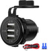 12V USB Outlet, 3 USB Charger Socket for Car, Boat, Marine, Bus, Truck, Golf, RV, Motorcycle and More - 1-Pack