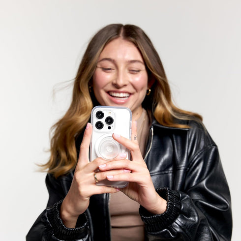 PopSockets Phone Grip - Compatible with MagSafe, Includes Adapter Ring, Wireless Charging Compatible - Clear
