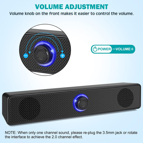 Computer Speakers, USB Powered PC Speakers, Wired Stereo Desktop Speakers for Computer, Laptop, PC, Pad, Cellphone