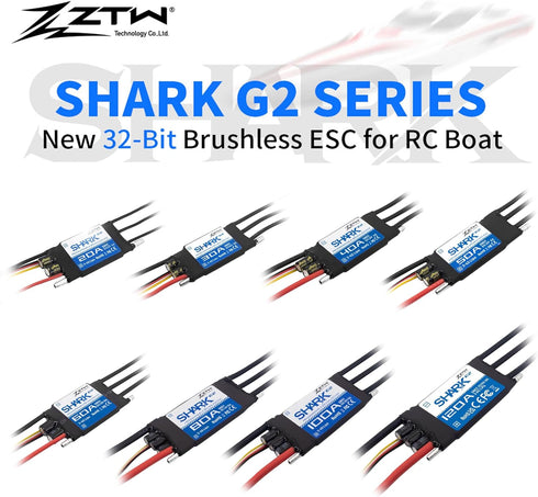 ZTW G2 40A 2-4S 5V/6V 4A Shark ESC Built-in Swithcing BEC Water-Cooling Bidirectional Waterproof Brushless Speed
