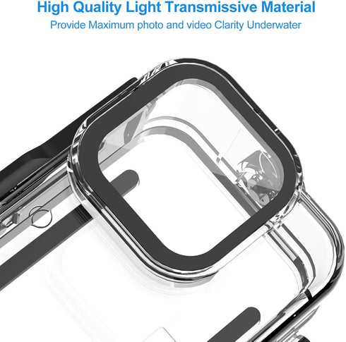 Kuptone Waterproof Case 60M/196FT Dive Housing Shell with Bracket for Go Pro 11/10/9