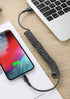 mcdodo Anti Winding Cable, LED Coiled Cord Nylon Braided Sync Charge USB Data 6FT/1.8M Cable (Black)