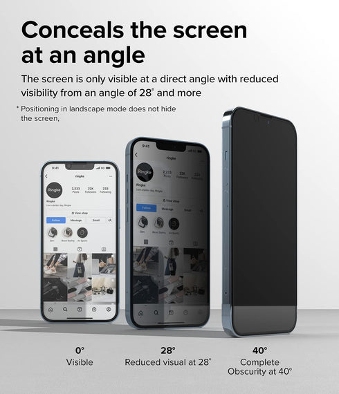 Ringke Privacy Glass Anti-Spy Screen Protector for iPhone 14, 6.1" Full-Coverage Tempered Glass.