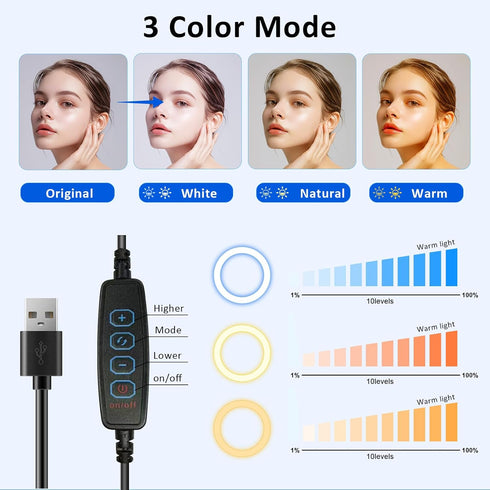 Mionondi Desk Ring Light with Telescopic Stand, Travel Desktop Hola Light for Phone Selfie Laptop Zoom Video Calls