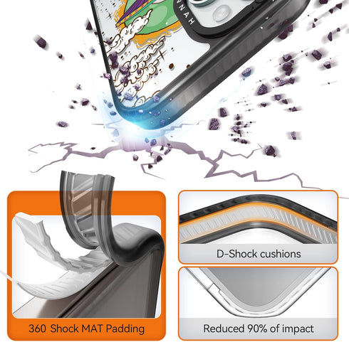 Rosarnnah 15 6.6 15 6.1" Compatible for iPhone Case Cute - Durable Shockproof ft Drop Impact Phone Case - Black Funny