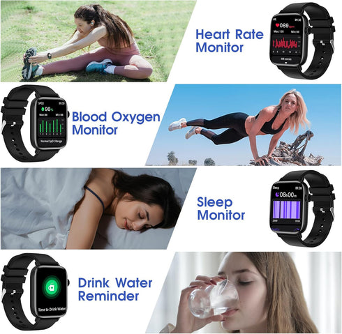 Smart Watch for iPhone/Android Phones, 1.9" HD Screen, Fitness Tracker: Heart Rate/Sleep Monitor/Pedometer/Calories,