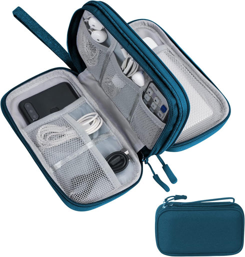 Skycase Waterproof Electronic Organizer Travel Case, Double Layers Storage Bag for Accessories, Charger, Cable, Green
