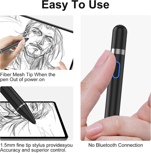 Compatible iOS & Android Touch Screens Active Stylus Pen, Rechargeable Stylus for iPad, Samsung, Cellphone Drawing