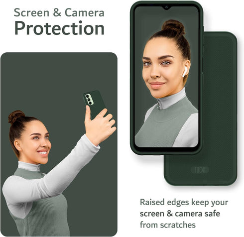 TUDIA Ultra Slim Grip Galaxy A14 5G Bark Phone Case, Pine Green Shockproof Thin Lightweight Soft TPU Cover