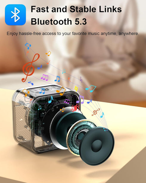 Hosgubo 5.3, 10H 8W Portable Bluetooth Speaker, Wireless Speaker with Lights, Built-in Mic Bluetooth Portable Wireless