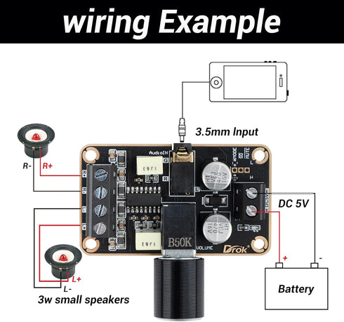 DROK 5W+5W Mini Amplifier Board 2pcs PAM8406 Audio Amplifier Board DC 5V Digital Stereo Power Amp 2.0 Dual Channel Class D Amplify Module for DIY Speaker Sound System by DROK