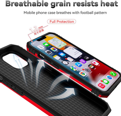 SunStory iPhone 14 Plus Case - with HD Screen Protector & Slide Camera Cover & Rotated Ring Kickstand - Red