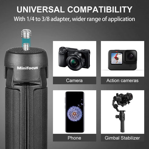 MINIFOCUS Camera Tripod, Compact Desktop Stand with 1/4" Screw for Gimbal Stabilizer and DSLR Cameras