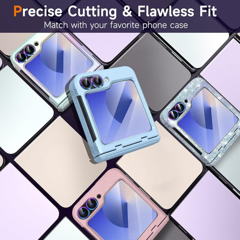 YWXTW EZ Alignment Screen Protector for Samsung Galaxy Z Flip 6, 2 PCS Front Tempered Glass + 1 Set Camera Lens