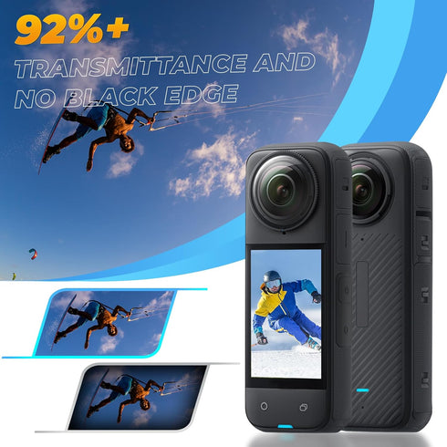 Insta360 X4,2 2 Set, 92% 9H Semaiki Premium Lens Guards for Tempered Glass Lens Cover + Screen Protector Transmittance