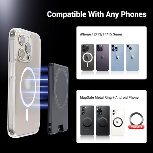 PROfezzion Magnetic Wallet with Double Magnets, Slim Magnetic Phone Wallet Compatible with iPhone 15 14 13 12 Series &