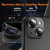 2 Pack Camera Lens Protector for iPhone 15/iPhone 15 Plus/iPhone 14, Aluminum Alloy Tempered Glass, Black Titanium