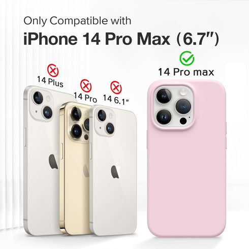 GONEZ for iPhone 14 Pro Max Case Silicone, Compatible with Magsafe, with 2X Screen Protector + 2X Camera Lens Protector, Liquid Silicone Shockproof Protective iPhone 14 ProMax Case, Hot Pink