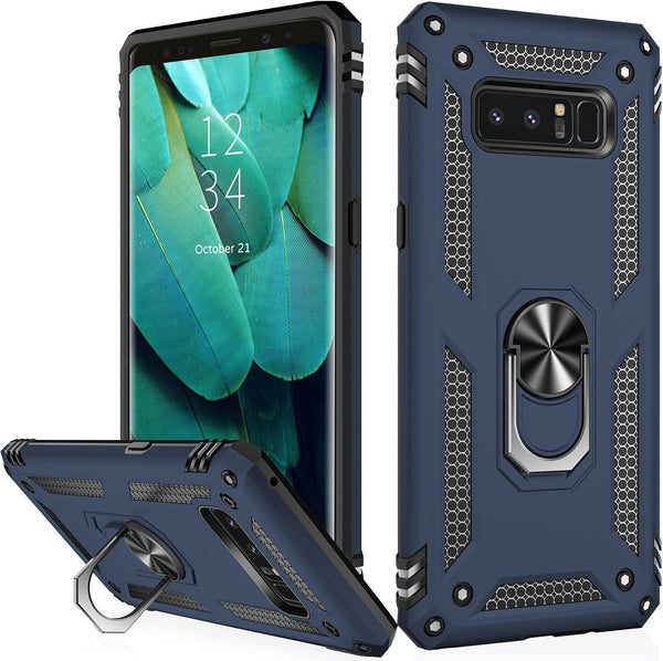IKAZZ Galaxy Note 8 Case, Heavy Duty Shockproof Protective Phone Cover with Magnetic Kickstand, Blue, Pass 16ft Drop