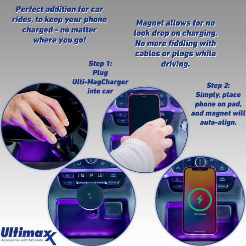 Ultimaxx USB Qi Fast Charger Pad Compatible with iPhone 14/14 Plus/14 Pro/14 Pro Max/13/13 Mini/SE 2022/12/11/X/8,