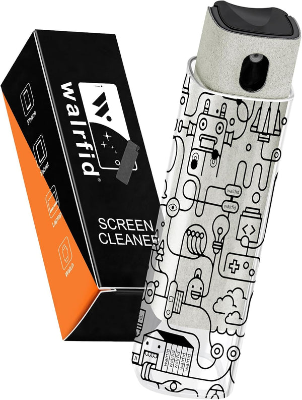 walrfid Laptop Screen Cleaner Spray and Wipe, Phone Cleaning Kit for Electronic Devices with Black Graffiti Case