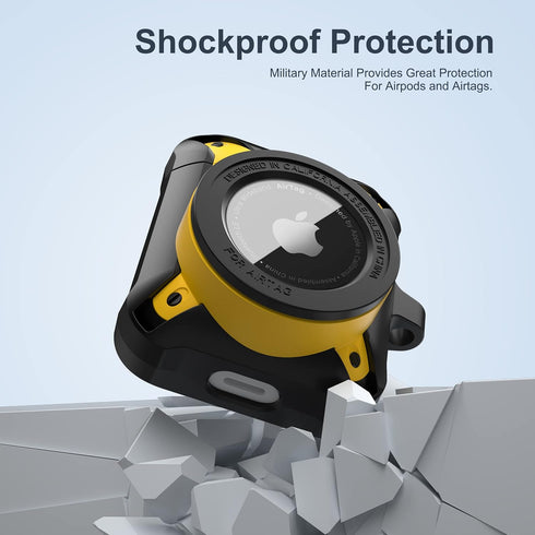 Valkit Compatible with Airpods Case | 2 in 1 Rugged Protective Shockproof Case for Air Pods 1/2 Gen 2021, Black/Yellow