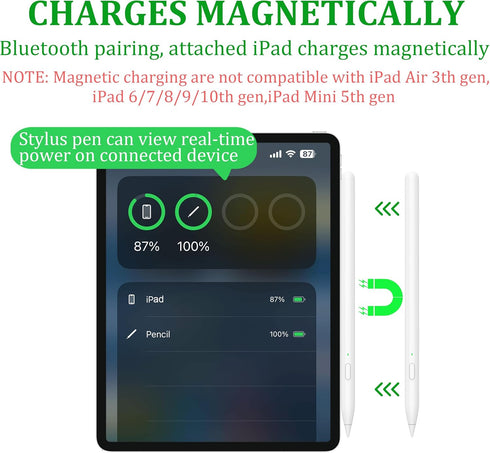 2024 Stylus Pen for iPad, Tablet Pencil with Magnetically Charges, Palm Rejection, Tilt Sensitivity, Compatible with