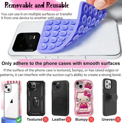 LvShuLiangPin Silicone Suction Cup Phone Case Mount Double Sided, Hands-Free Strong Grip Silicon Phone Holder