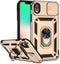 Hitaoyou iPhone XR Case with Camera Cover, Military Grade Shockproof Heavy Duty Protective Case with Stand, Gold