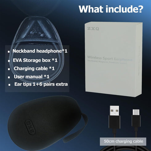 Neckband Bluetooth Headphones, 100 Hours Long Playtime Wireless Earphone, Around The Neck Wireless Earbuds, Waterproof