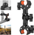 Double Clamp Mount Bracket Magic Arm with 1/4" Screw, Double Camera Clamp for Umbrella, Light Stand, Bike, Photography
