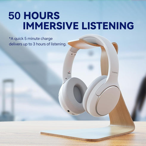 H2 Bluetooth Over Ear Headphones, 50H Playtime, Lightweight Wireless Earphones with Mic, Deep Bass for Home Office