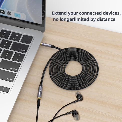 TRRS Headphone Extension Cable, 4 Pole 3.5mm Stereo Jack Male to Female Aux Extension Cable, 8FT