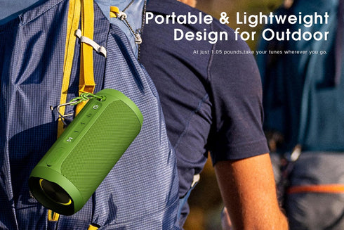 EDUPLINK Bluetooth Speaker, Portable Waterproof IPX7 Speaker, TWS Pairing Stereo, Long Playtime for Home & Travel, Green