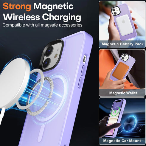 iPhone 11 Case - Light Purple, Shockproof, 13FT Drop Resistant, Translucent Matte, Strong Magnetic, Compatible with