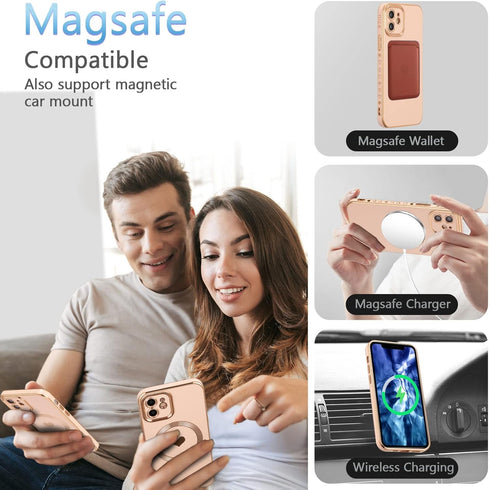 UEEBAI 11 6.1 inch, Magnetic Case for iPhone Cute Plating Love Hearts Pattern Case Compatible with MagSafe Charger Soft