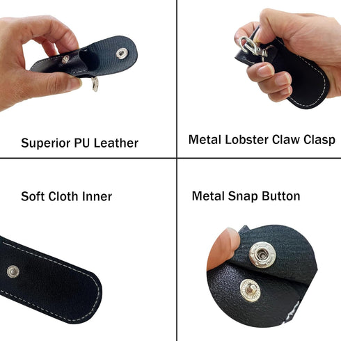 MUZZIOU 2 Anti Lost USB Flash Drive Leather Holder, Pcs Leather USB Protective Case for Alloy Shark Buckle Lightweight