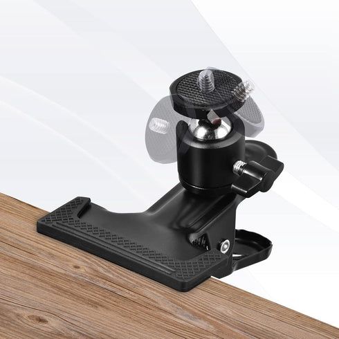 UTEBIT 360 Heavy Duty Tripod Camera Mount Clip with Swivel Mini Ballhead, Black Spring Clamp for DSLR Video Photoshoot