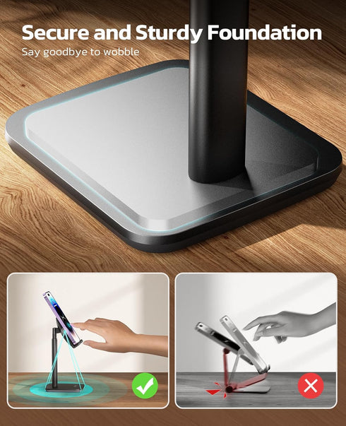 Nulaxy Phone Stand, Adjustable Cell Phone Holder for Desk, Compatible with All Smartphones (4-8 inches)