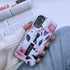 Compatible Samsung Galaxy S20 Case with Finger Grip, 3D Embossed Pink Flowers White Shell Design, Rugged Shockproof